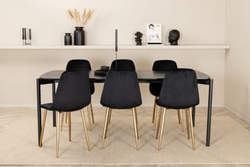 Spisegruppe Trym 190 cm inkl. 6 Tommy Fløyelsstoler - Svart/Messing - Møbler - Bord - Spisegruppe