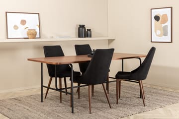 Spisegruppe Unnao 200 cm inkl. 4 Mues Stoler - Valnøttsbrun/Svart - Møbler - Bord - Spisegruppe