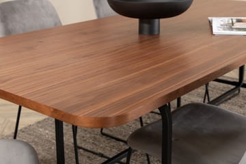 Spisegruppe Unnao 200 cm inkl. 6 Allepuz Stoler - Valnøttsbrun/Svart/Grå - Møbler - Bord - Spisegruppe