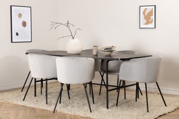 Spisegruppe Unnao 200 cm inkl. 6 Beraid Fløyelsstoler - Svart/Grå - Møbler - Bord - Spisegruppe