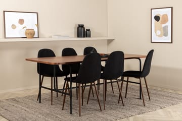 Spisegruppe Unnao 200 cm inkl. 6 Tommy Stoler - Valnøttsbrun/Svart - Møbler - Bord - Spisegruppe
