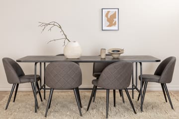 Spisegruppe Unnao 200 cm inkl. 6 Vomeli Stoler - Svart/Grå - Møbler - Bord - Spisegruppe
