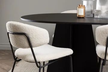 Spisegruppe Venture Home Bootcut ovalt spisebord – svart/svart finér + Chico spisestol – svart/hvit bouclé _6 Svart - Møbler - Bord - Spisegruppe