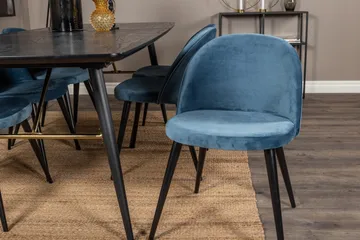 Spisegruppe Venture Home Gold spisegruppe uttrekkbar 180–220 cm rektangulær med 6 Velvet-stoler Svart/blå - Møbler - Bord - Spisegruppe