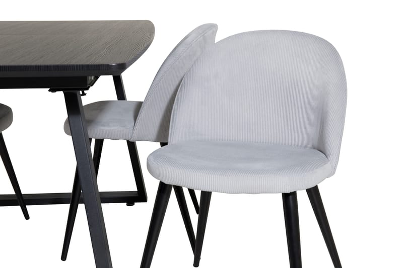 Spisegruppe Venture Home Inca spisegruppe uttrekkbar 160 cm rektangulær med 4 Velvet-stoler Svart/lysegrå 2 - Møbler - Bord - Spisegruppe