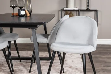 Spisegruppe Venture Home Inca spisegruppe uttrekkbar 160 cm rektangulær med 4 Velvet-stoler Svart/lysegrå 2 - Møbler - Bord - Spisegruppe