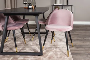 Spisegruppe Venture Home Inca spisegruppe uttrekkbar 160 cm rektangulær med 4 Velvet-stoler Svart/rosa - Møbler - Bord - Spisegruppe