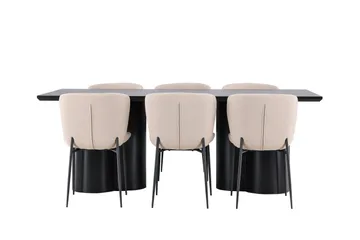 Spisegruppe Venture Home Olivia spisegruppe 210 cm rektangulær med 6 Modesto-stoler Svart/Beige/Svart - Møbler - Bord - Spisegruppe