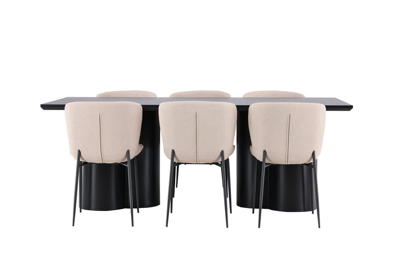 Spisegruppe Venture Home Olivia spisegruppe 210 cm rektangulær med 6 Modesto-stoler Svart/Beige/Svart - Møbler - Bord - Spisegruppe