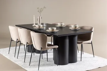 Spisegruppe Venture Home Olivia spisegruppe 210 cm rektangulær med 6 Modesto-stoler Svart/Beige/Svart - Møbler - Bord - Spisegruppe