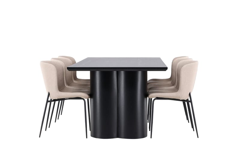 Spisegruppe Venture Home Olivia spisegruppe 210 cm rektangulær med 6 Modesto-stoler Svart/Beige/Svart - Møbler - Bord - Spisegruppe