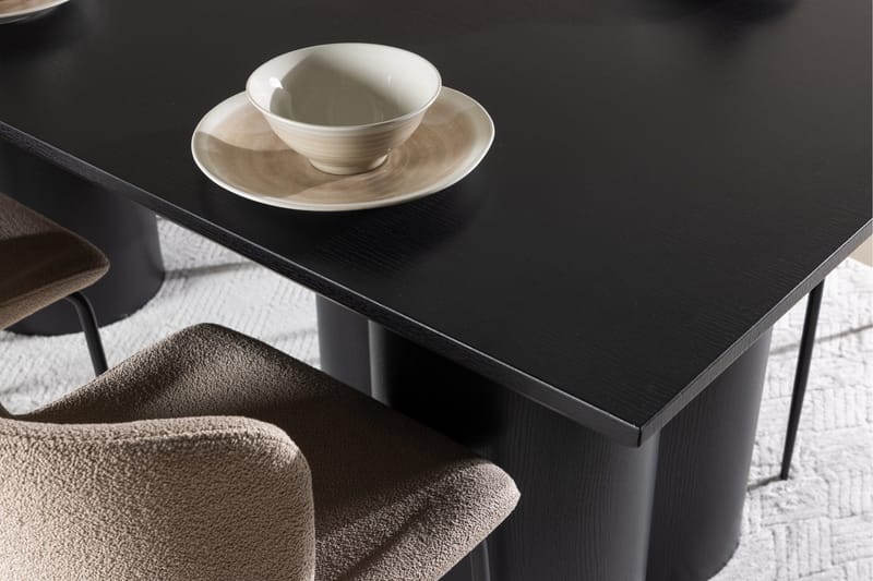 Spisegruppe Venture Home Olivia spisegruppe 210 cm rektangulær med 6 Modesto-stoler Svart/Beige/Svart - Møbler - Bord - Spisegruppe