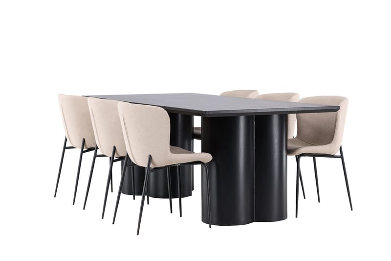 Spisegruppe Venture Home Olivia spisegruppe 210 cm rektangulær med 6 Modesto-stoler Svart/Beige/Svart - Møbler - Bord - Spisegruppe