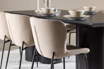 Spisegruppe Venture Home Olivia spisegruppe 210 cm rektangulær med 6 Modesto-stoler Svart/Beige/Svart - Møbler - Bord - Spisegruppe