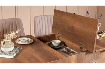 Spisegruppe Vinadi Forlengningsbar 129 cm - Hvit/Grå - Møbler - Bord - Spisegruppe