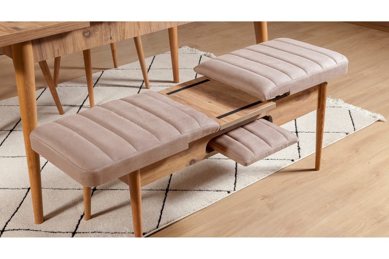 Spisegruppe Vinadi Forlengningsbar 129 cm - Natur/Grå/Brun - Møbler - Bord - Spisegruppe
