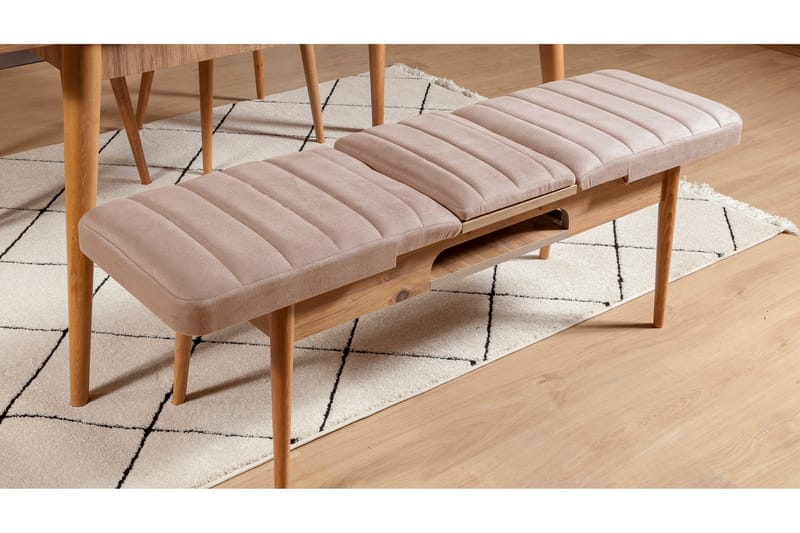 Spisegruppe Vinadi Forlengningsbar 129 cm - Natur/Grå/Brun - Møbler - Bord - Spisegruppe