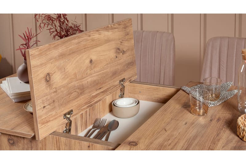 Spisegruppe Vinadi Forlengningsbar 129 cm - Natur/Grå/Brun - Møbler - Bord - Spisegruppe