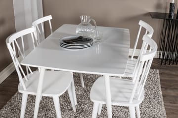 Spisegruppe Yegua 120 cm inkl. 4 Steinar Stoler - Hvit - Møbler - Bord - Spisegruppe