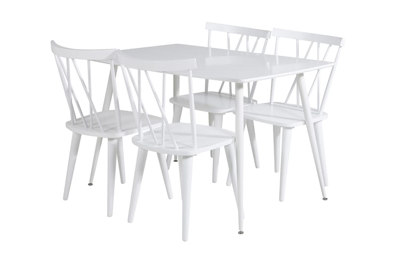 Spisegruppe Yegua 120 cm inkl. 4 Steinar Stoler - Hvit - Møbler - Bord - Spisegruppe