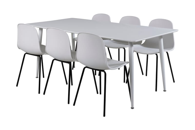 Spisegruppe Yegua 180 cm inkl. 6 Labbetorp Stoler, Hvit/Svart
