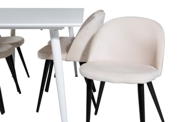 Spisegruppe Yegua 180 cm inkl. 6 Luisa Stoler - Hvit/Fløyel/Beige - Møbler - Bord - Spisegruppe