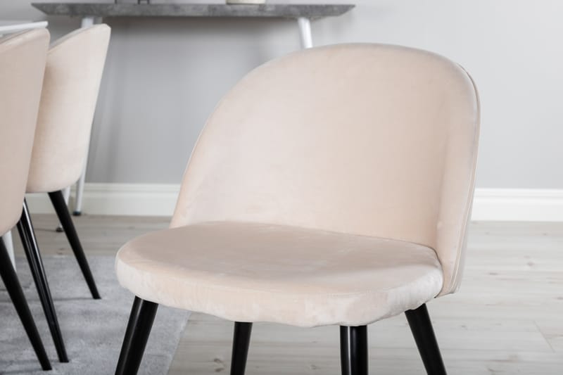 Spisegruppe Yegua 180 cm inkl. 6 Luisa Stoler - Hvit/Fløyel/Beige - Møbler - Bord - Spisegruppe