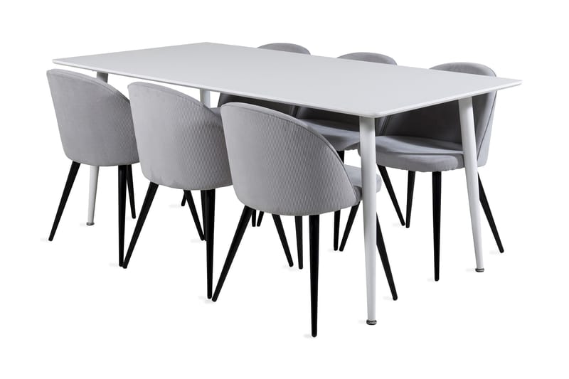 Spisegruppe Yegua 180 cm inkl. 6 Luisa Stoler, Hvit/Grå