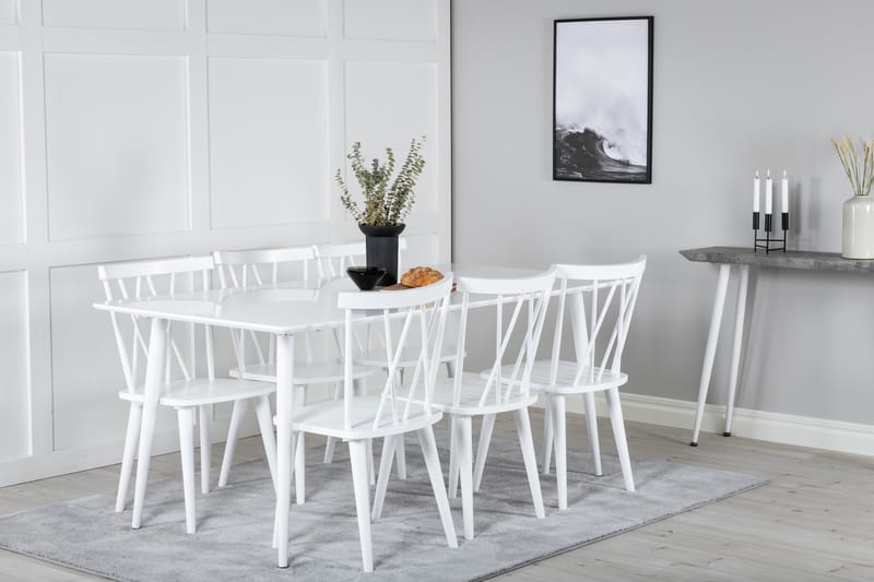 Spisegruppe Yegua 180 cm inkl. 6 Steinar Stoler - Hvit - Møbler - Bord - Spisegruppe
