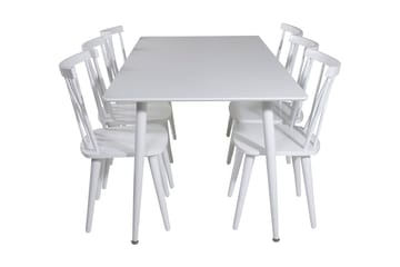 Spisegruppe Yegua 180 cm inkl. 6 Steinar Stoler - Hvit - Møbler - Bord - Spisegruppe