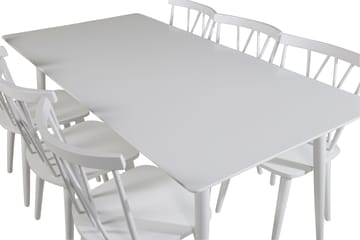 Spisegruppe Yegua 180 cm inkl. 6 Steinar Stoler - Hvit - Møbler - Bord - Spisegruppe