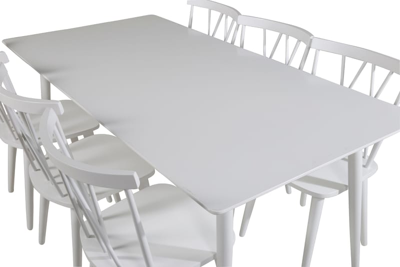 Spisegruppe Yegua 180 cm inkl. 6 Steinar Stoler - Hvit - Møbler - Bord - Spisegruppe