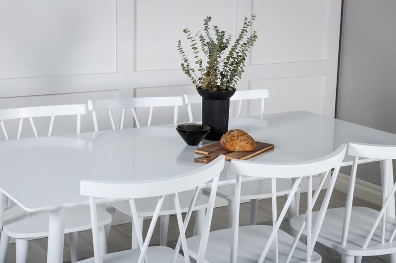 Spisegruppe Yegua 180 cm inkl. 6 Steinar Stoler - Hvit - Møbler - Bord - Spisegruppe