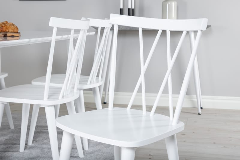 Spisegruppe Yegua 180 cm inkl. 6 Steinar Stoler - Hvit - Møbler - Bord - Spisegruppe