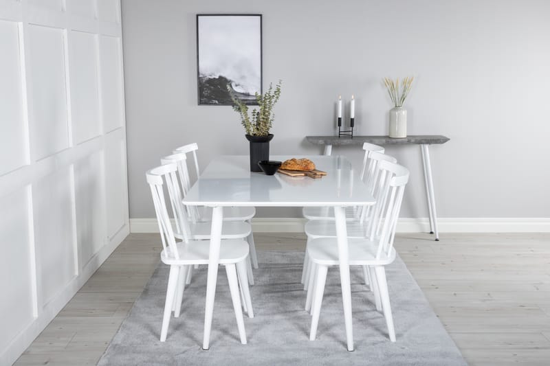 Spisegruppe Yegua 180 cm inkl. 6 Steinar Stoler - Hvit - Møbler - Bord - Spisegruppe