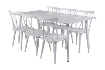 Spisegruppe Yegua 180 cm inkl. 6 Steinar Stoler - Hvit - Møbler - Bord - Spisegruppe