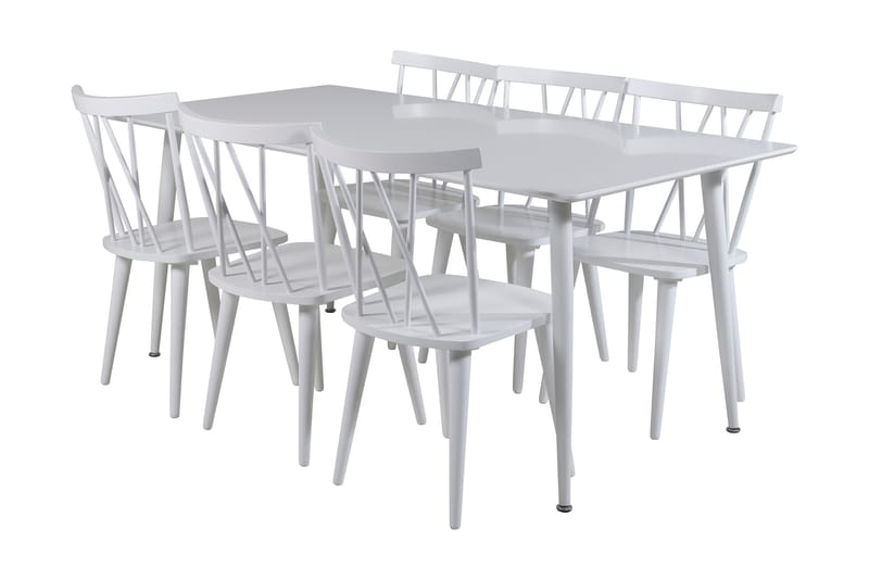Spisegruppe Yegua 180 cm inkl. 6 Steinar Stoler, Hvit