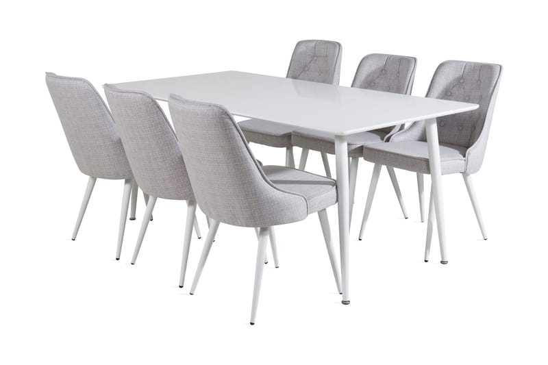 Spisegruppe Yegua 180 cm inkl. Chantor Stoler, Hvit/Grå