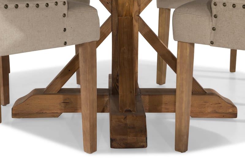 Spisegruppe Yorkshire Ø150 cm Rund Vintage Alm/Beige - 4 Ophelia Stoler - Møbler - Bord - Spisegruppe
