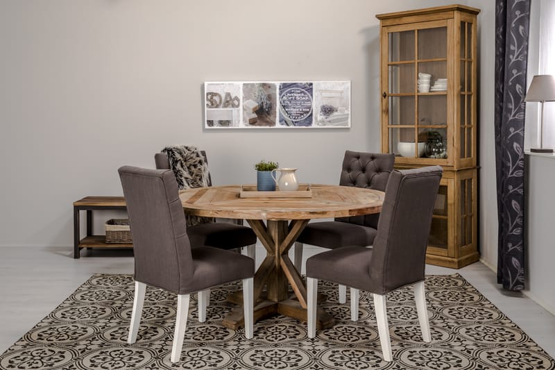 Spisegruppe Yorkshire Ø150 cm Rund Vintage Alm/Grå/Hvit - 4 Emmie Stoler - Møbler - Bord - Spisegruppe