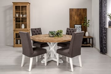 Spisegruppe Yorkshire 150 cm Rund med 4 Emmie Stol - Vintage Alm|Grå|Hvit - Møbler - Bord - Spisegruppe