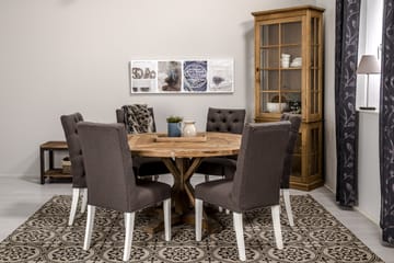 Spisegruppe Yorkshire 150 cm Rund med 6 Emmie Stol - Vintage Alm|Grå|Hvit - Møbler - Bord - Spisegruppe