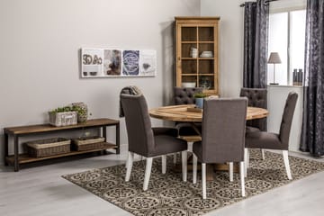Spisegruppe Yorkshire 150 cm Rund med 6 Emmie Stol - Vintage Alm|Grå|Hvit - Møbler - Bord - Spisegruppe
