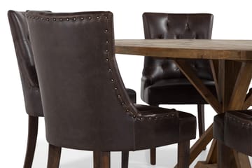 Spisegruppe Yorkshire 150 cm Rund med 6 Hermione Lenestol - Vintage Alm|Brun PU - Møbler - Bord - Spisegruppe