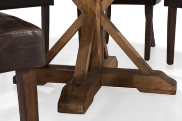 Spisegruppe Yorkshire 150 cm Rund med 6 Hermione Lenestol - Vintage Alm|Brun PU - Møbler - Bord - Spisegruppe