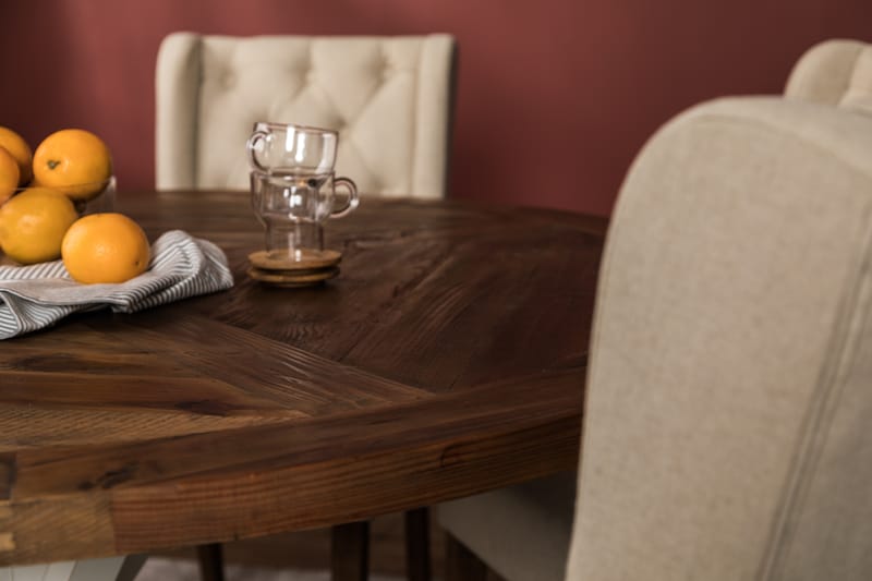 Spisegruppe Yorkshire 150 cm Rund med 6 Isolde Stol - Vintage Alm|Beige - Møbler - Bord - Spisegruppe