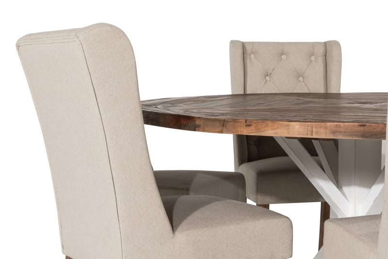 Spisegruppe Yorkshire 150 cm Rund med 6 Isolde Stol - Vintage Alm|Beige - Møbler - Bord - Spisegruppe