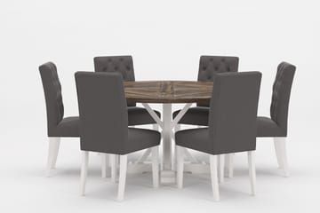 Spisegruppe Yorkshire Premium Rund 150 cm + 6 Jenny Spisesto - Grå/Brun - Møbler - Bord - Spisegruppe