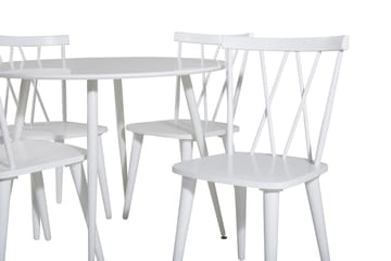 Spisegruppe Pinilla 100 cm Rund inkl. 4 Steinar Stoler - Hvit - Møbler - Bord - Spisegruppe