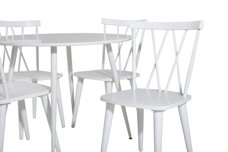 Spisegruppe Pinilla 100 cm Rund inkl. 4 Steinar Stoler - Hvit - Møbler - Bord - Spisegruppe
